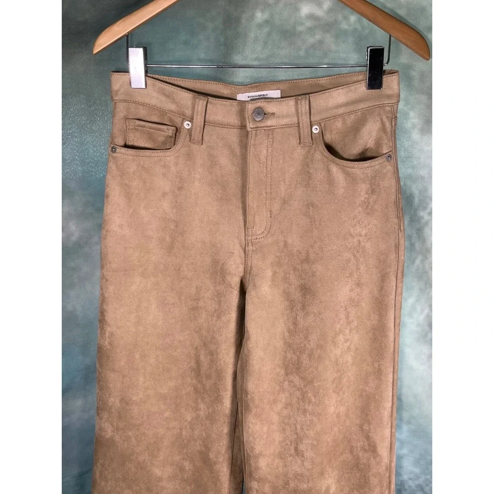 Banana Republic Vegan Suede Wide Leg High Rise Pants Tan‎ Camel 28/6 Tall